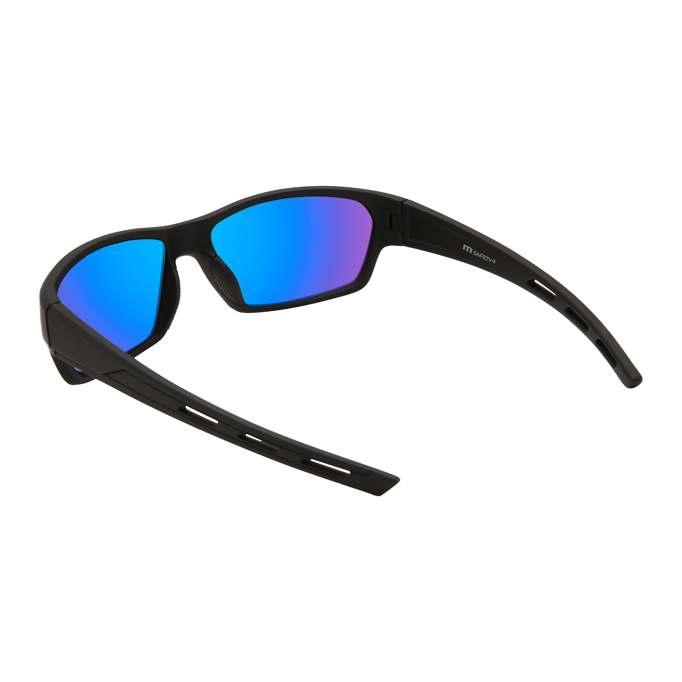 M+, Safety Glasses, Plastic, Unisex, MS622187ARBLK, Black with Polycarbonate Lenses Blue, 1 Unit