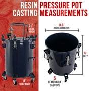 TCP Global 10 Gallon (38 Liters) Pressure Pot Tank for Resin Casting - Heavy Duty Powder Coated Pot with Air Tight Clamp On Lid, Caster Wheels, Regulator, Gauge - Use for Curing Resin in Casting Molds