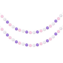 Uxcell 3pcs Pom Pom Garland 6.6 ft 30 Balls Colorful Felt Ball Garland for Wall Christmas Tree Decor Birthday Banner Easter Party Decorations, White, Pink, Purple