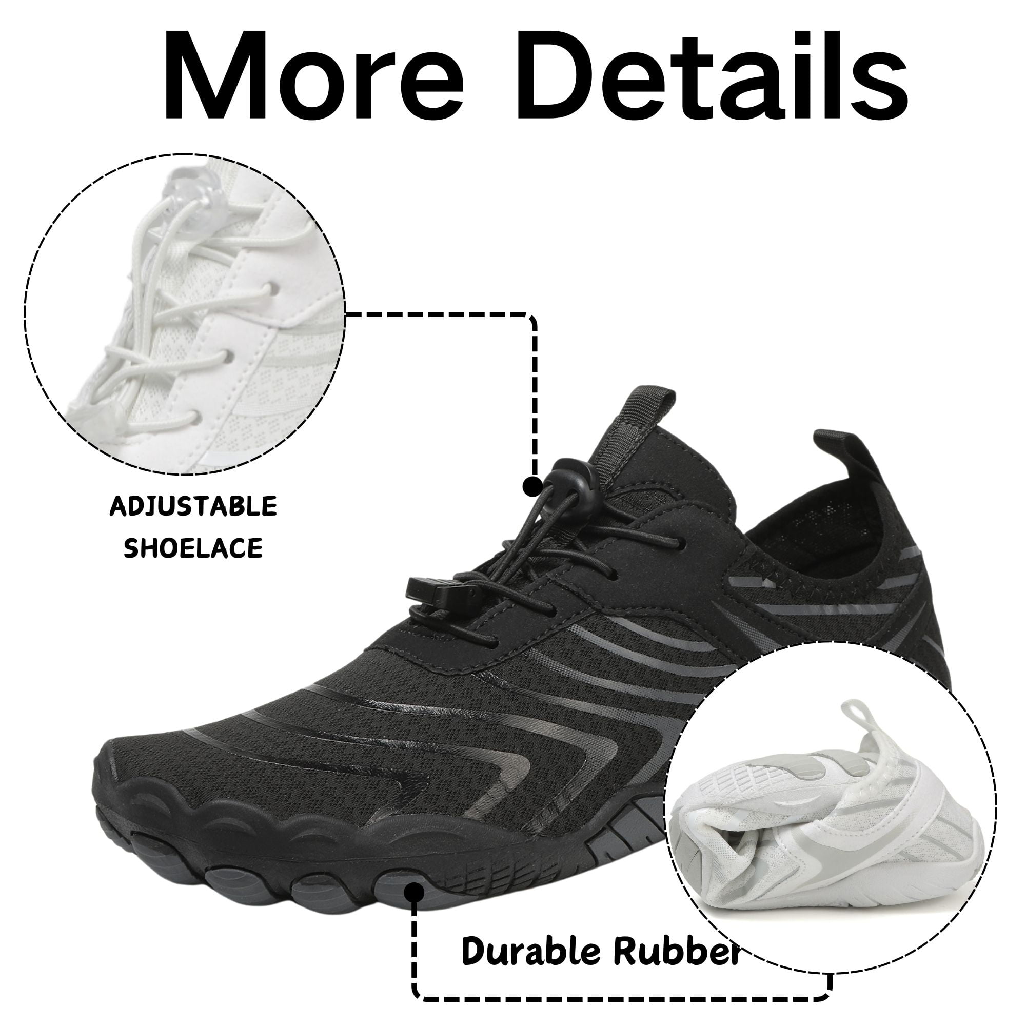 BERANMEY Pro Barefoot Shoes for Women & Men Wide Toe Box Hiking Water Shoes Non-Slip Breathable Barefoot Swim Surf Shoes for Beach Pool Aqua Running & Walking Fast Drainage & Waterproof Design