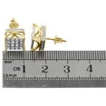 thumbnail image 4 of 10K Yellow Gold Round Diamond 9.50mm Square 4 Prong Stud 3D Earrings 0.50 CT., 4 of 5
