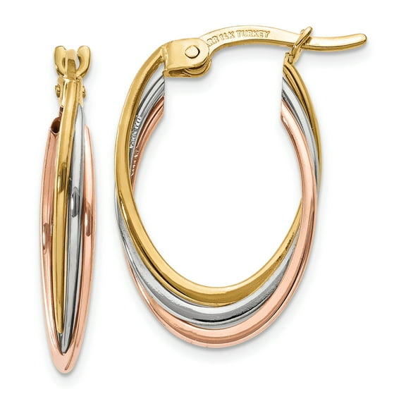 Primal Gold 14 Karat Tri-color Oval Hoop Earrings