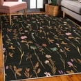 thumbnail image 3 of Floral Decorative Rug, Spring Season Themed Watercolors Painting of Herbs Flowers Botany Garden Art, Quality Carpet for Bedroom Dorm and Living Room, 6 Sizes, Black Apricot, by Ambesonne, 3 of 4