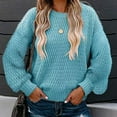 thumbnail image 3 of Aayomet Turtleneck Sweater Women Women Fashion Sweater Short Dress Long Sleeve Turtleneck Oversized Fall Winter Soft Knit Pullover Sweaters,Blue S-XXL, 3 of 5