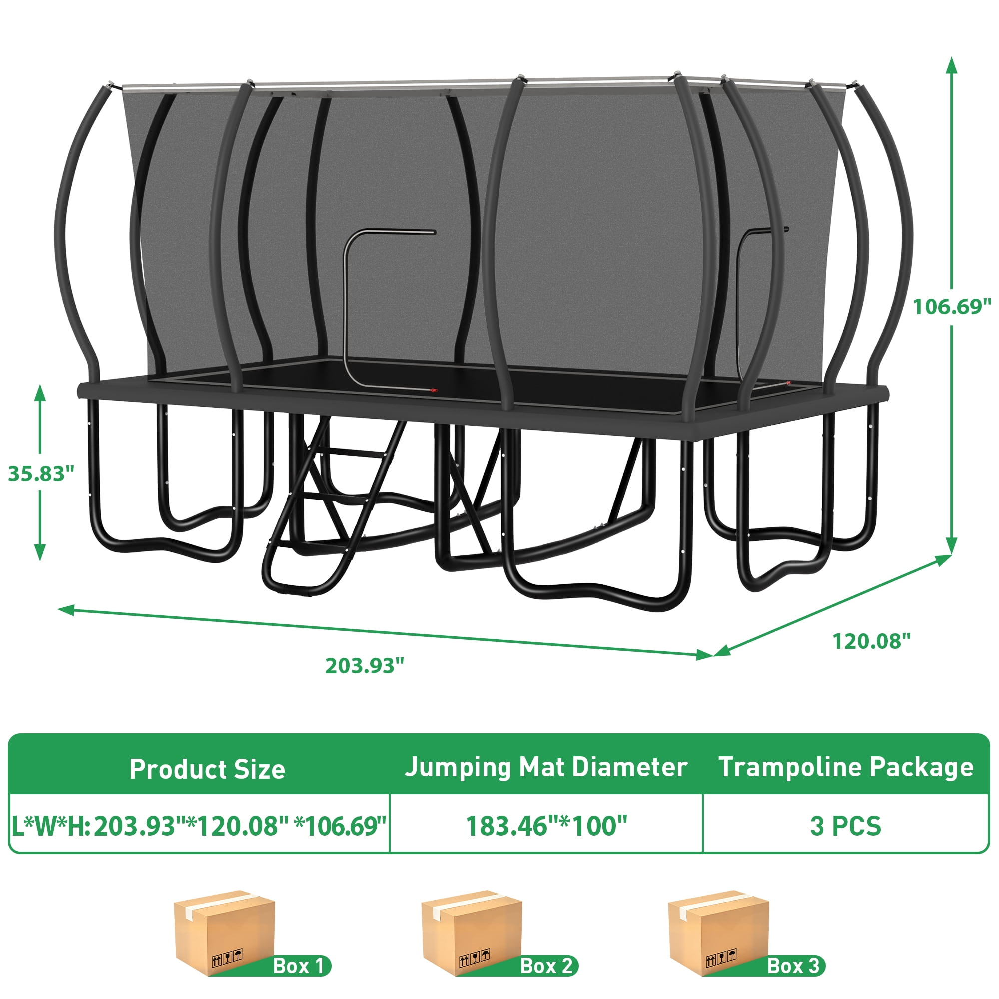 LHX Rectangle Trampoline for Kids and Adults, 10 x17ft Outdoor Rectangular Trampoline with Enclosure Net, Ladder, 2000lbs Weight Capacity, No Gap Safety Net, Heavy-Duty Large Backyard Trampolines