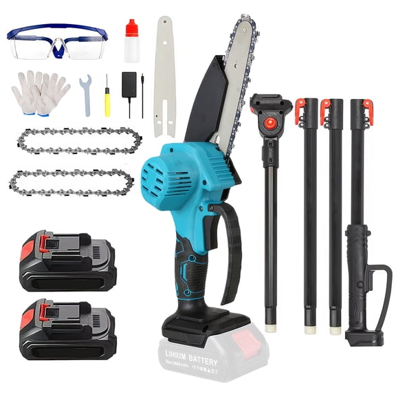 2-in-1 Electric Pole Saw, Cordless Pole Saw & 6 Inch Brushless Mini Chainsaw with 2x 6.0Ah Battery, Pole Saws for Tree Trimming, 15-Foot Reach Extension Pole for Tree Branches Wood Cuttin