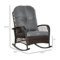 thumbnail image 3 of Outsunny Outdoor Wicker Rocking Chair Wide Cushion, Steel Frame, Gray, 3 of 8