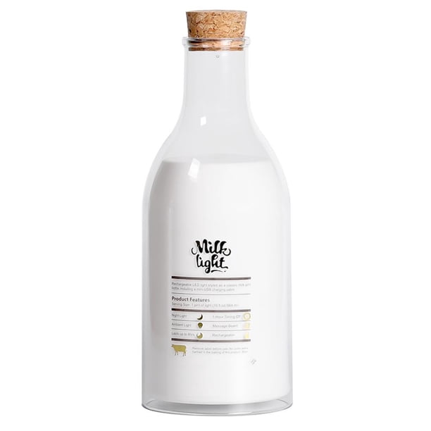 Botella De Leche Luz Nocturna Botella De Vidrio De Leche Simulada Luz Nocturna De Silicona Temporización Luz De Botella De Leche Con Interruptor De Botón Inferior Tablero De Mensajes Para Regalo Minnieouse HA019092-00