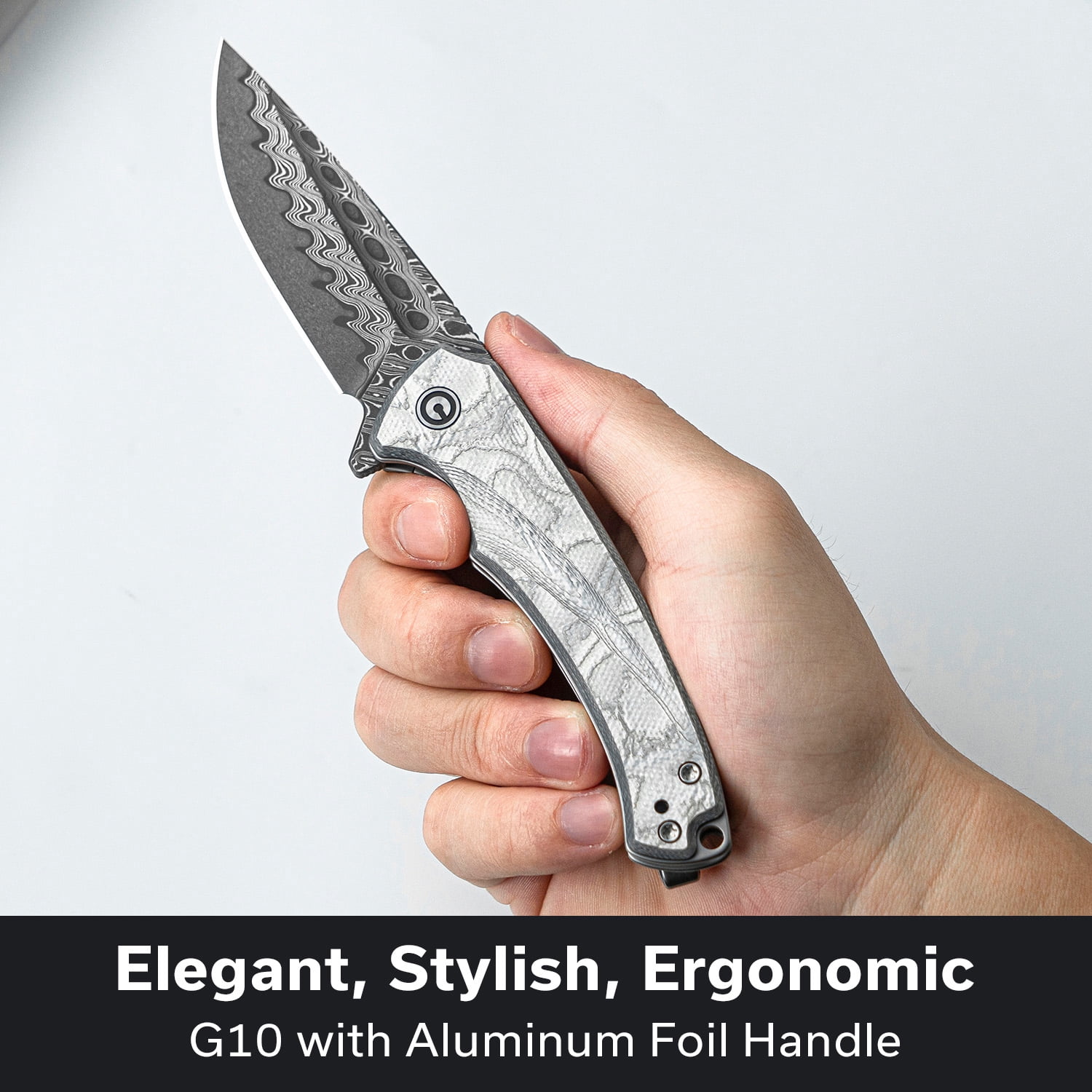 CIVIVI Voidflare Pocket Folding Knife with 2.92" Damascus Blade C24040-DS1