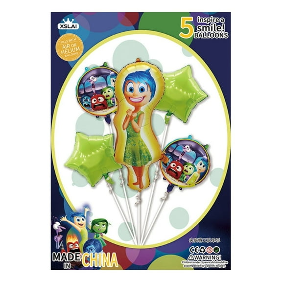 5PCS Inside Out Anime Balloon Set for Birthday Parties - Cartoon Foil Balloons Kit with String, Perfect for Kids Adults Decoration Theme Celebration