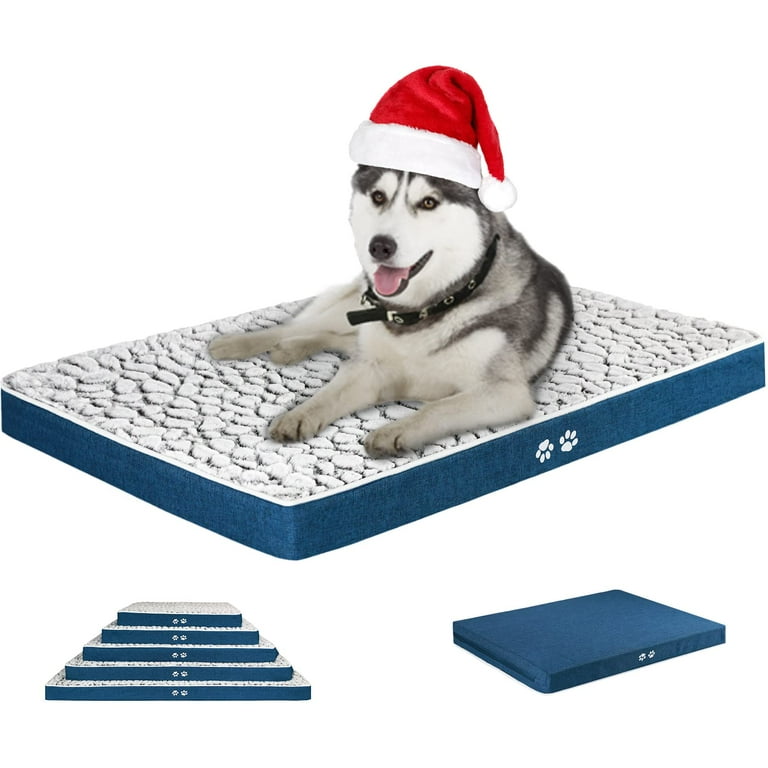 KROSER Dog Bed Crate Mat for Small, Medium, Large and Extra Large Cats,  Stylish Dog Pad Mattress (Cool & Warm) with Waterproof Linings, Pet Mat  with