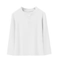thumbnail image 3 of OVBMPZD Undershirts for Girls Boys Long Sleeve White Crewneck Basic Button Solid Color Blouses Girls Tops Size 3-4, 3 of 4
