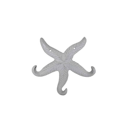 

Rustic Whitewashed Cast Iron Wall Mounted Decorative Metal Starfish Triple Hook 8