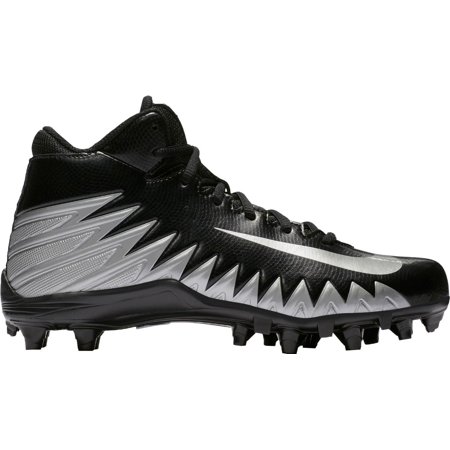 NIke Kids' Alpha Menace Varsity Mid Football Cleats Black/Silver 4