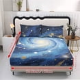 thumbnail image 2 of Xixirimido Cosmic Galaxy Print Fitted Sheet with Pillowcases 3 Piece Set Deep Pocket Fitted Sheet for Bedroom Ultra Soft Fitted Bottom Sheet, Fade Resistant, Queen Size, 2 of 5