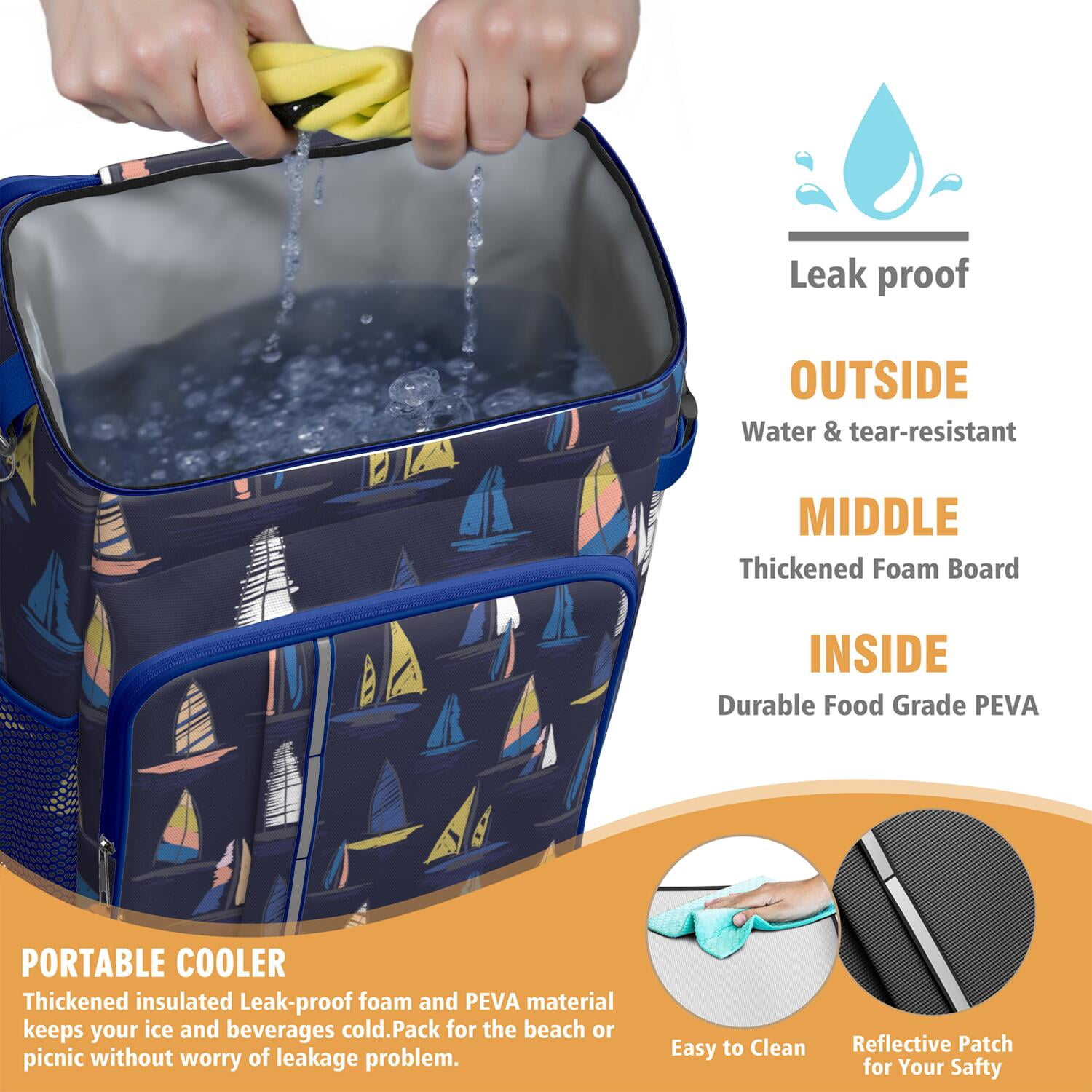 Coastal Paradise Insulated Backpack Cooler - Lightweight 20L Picnic Backpack for Beachgoers & Outdoor Enthusiasts