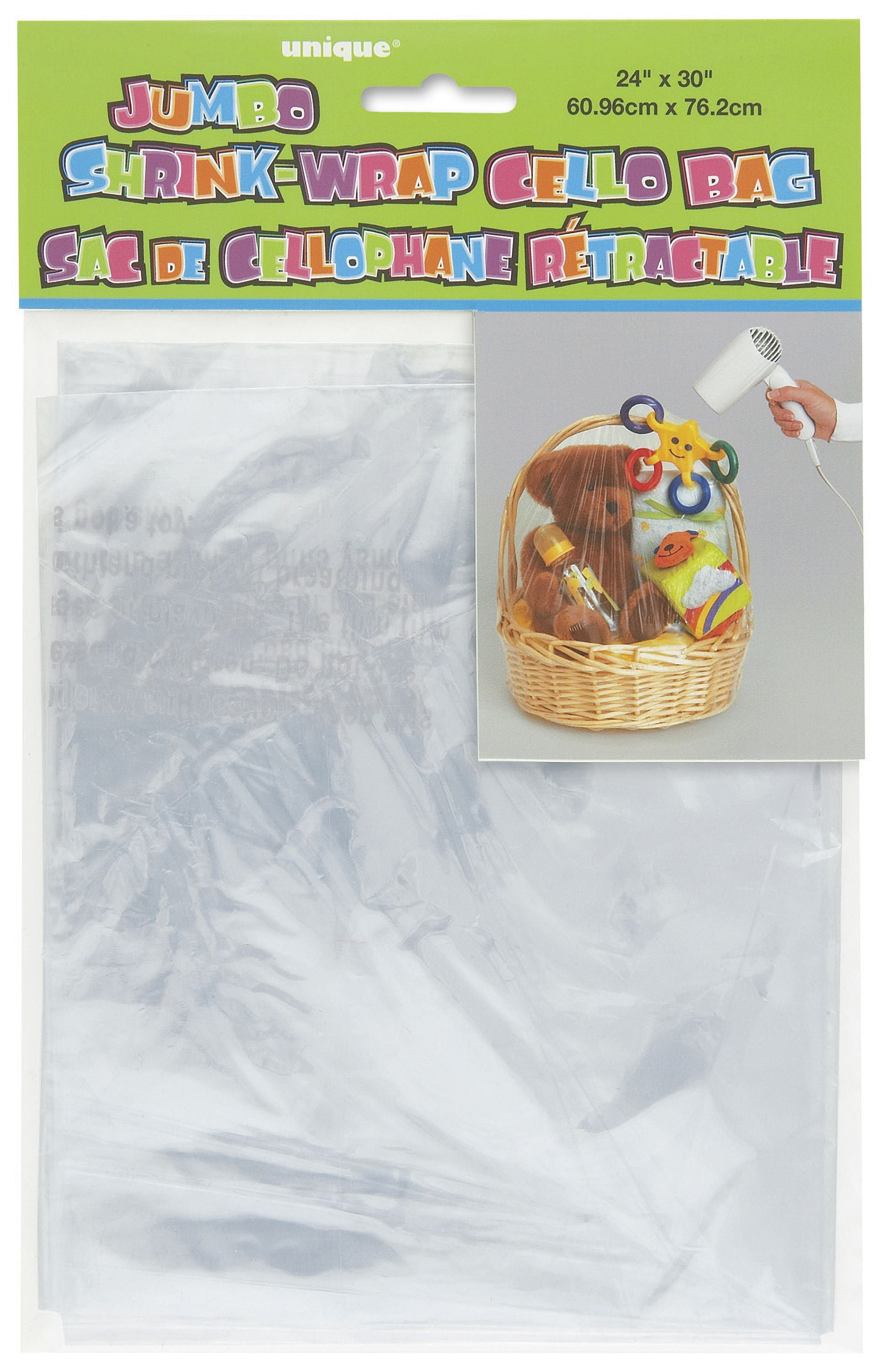 Clear Jumbo Shrink Wrap Cellophane Bag - 24 x 30 - Perfect for Gift  Baskets, Birthday, Baby Shower, Bridal Shower & More (1 Roll)