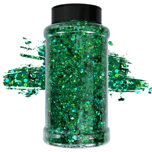 Glitter TORC, holográfico, grueso, verde esmeralda, 454 g