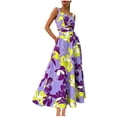 thumbnail image 1 of Birdeem Robes pour Femmes Mode Été Classique Imprimé Bretelles Col en V Grande Jupe, 1 of 12