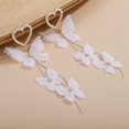 thumbnail image 4 of White Butterfly Tassel Drop Earrings Pearl Heart Crystal Beaded Butterfly Dangle Earrings Fairy Animal Charm Earrings for Women, 4 of 5