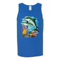 thumbnail image 2 of Pair of Dolphins Swimming in Ocean Animal Lover Mens Graphic Tank Top, Royal, 3XL, 2 of 3