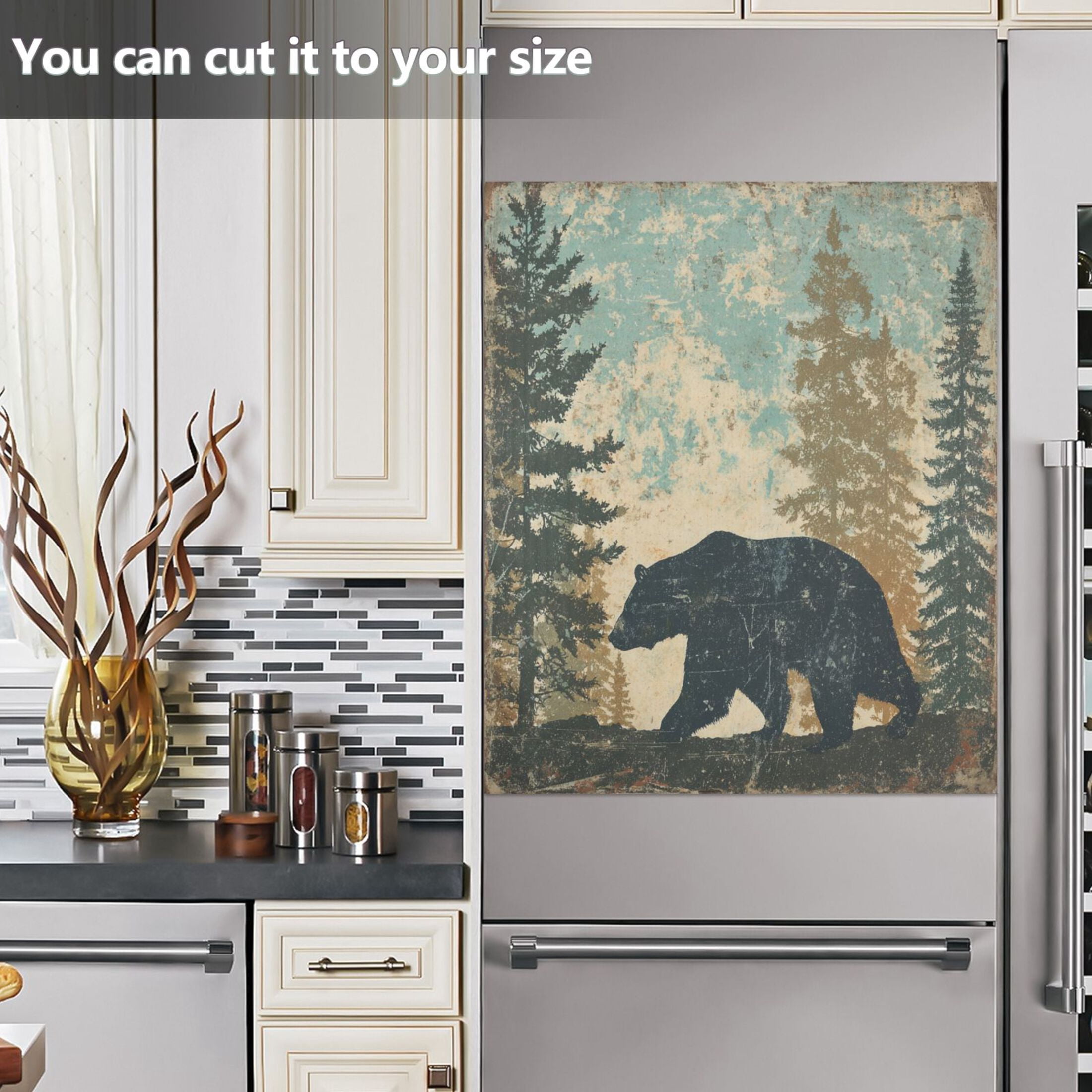 Dishwasher Sticker Magnetic Dishwasher Sticker Magnetic Decorative Sticker Refrigerator Sticker Dishwasher Decorative Stickers Gray Cartoon Bear Pattern