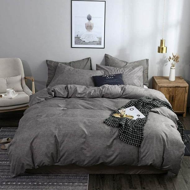 Bed Linen With Pillowcase Microfibre, Light Grey Bedding Sets Double