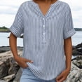 thumbnail image 7 of T Shirts For Women Blue Womens Tops Fashion Loose Stand Color Striped Collar Casual Shir Summer Tops, 7 of 7