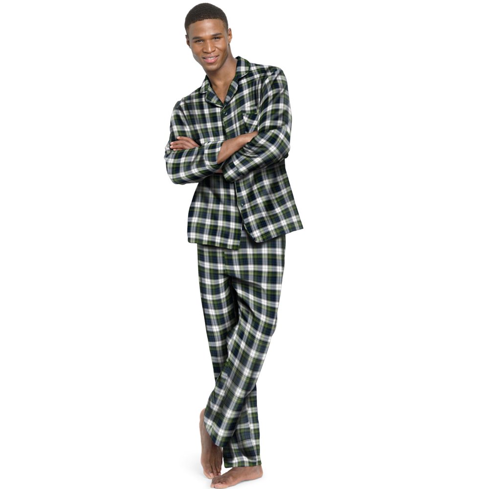 Hanes Hanes Mens Flannel Pajamas, 4XL, Green Plaid