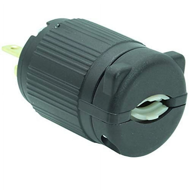Journeyman-pro 20 Amp 125V AC Power Inlet Port Plug with Integrated 20 Extension Cord + Waterproof Cover, UL Listed, NEMA 5-20P, Black