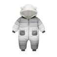 thumbnail image 3 of LZHGirlshop Cute Baby Boys Snowsuit New Born Girls Gradient Printed Zipper with Pocket Winter Coat Toddler Clothes ,Gray,9-12M, 3 of 8