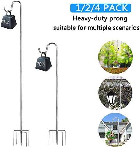 Bird Feeder Pole,30 to 62 inch Adjustable Shepherds Hook Heavy Duty 5 Prong Metal Hanger Hook Garden Plant Hooks for Wedding Decoration(1 Pack)