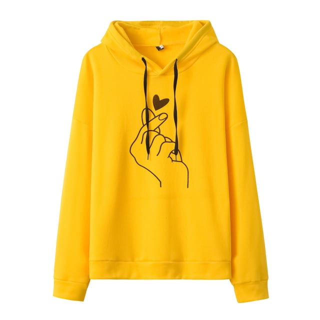 Sudadera con capucha para mujer, jersey de manga larga, sudadera informal holgada con estampado de corazón, suéter informal holgado con cordón para otoño e invierno, Tops