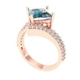 thumbnail image 2 of 2.3075 ctw Solitaire with Zirconia Diamond Accents Anniversary Ring for Women | Princess Cut Blue Moissanite | Hyperallergenic Solid 14K Rose Gold, 2 of 5