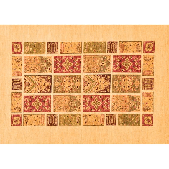 Ahgly Company Indoor Rectangle Abstract Orange Modern Area Rugs, 5' x 7'