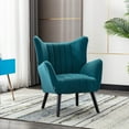 thumbnail image 2 of Velvet Accent Chair for Living Room, SYNGAR Comfy Upholstered Leisure Chair with Soft Arm and Back for Bedroom, Modern Velvet Vanity Chair for Makeup Room, Arm Chair with Solid Wood Legs, Green, D4064, 2 of 8