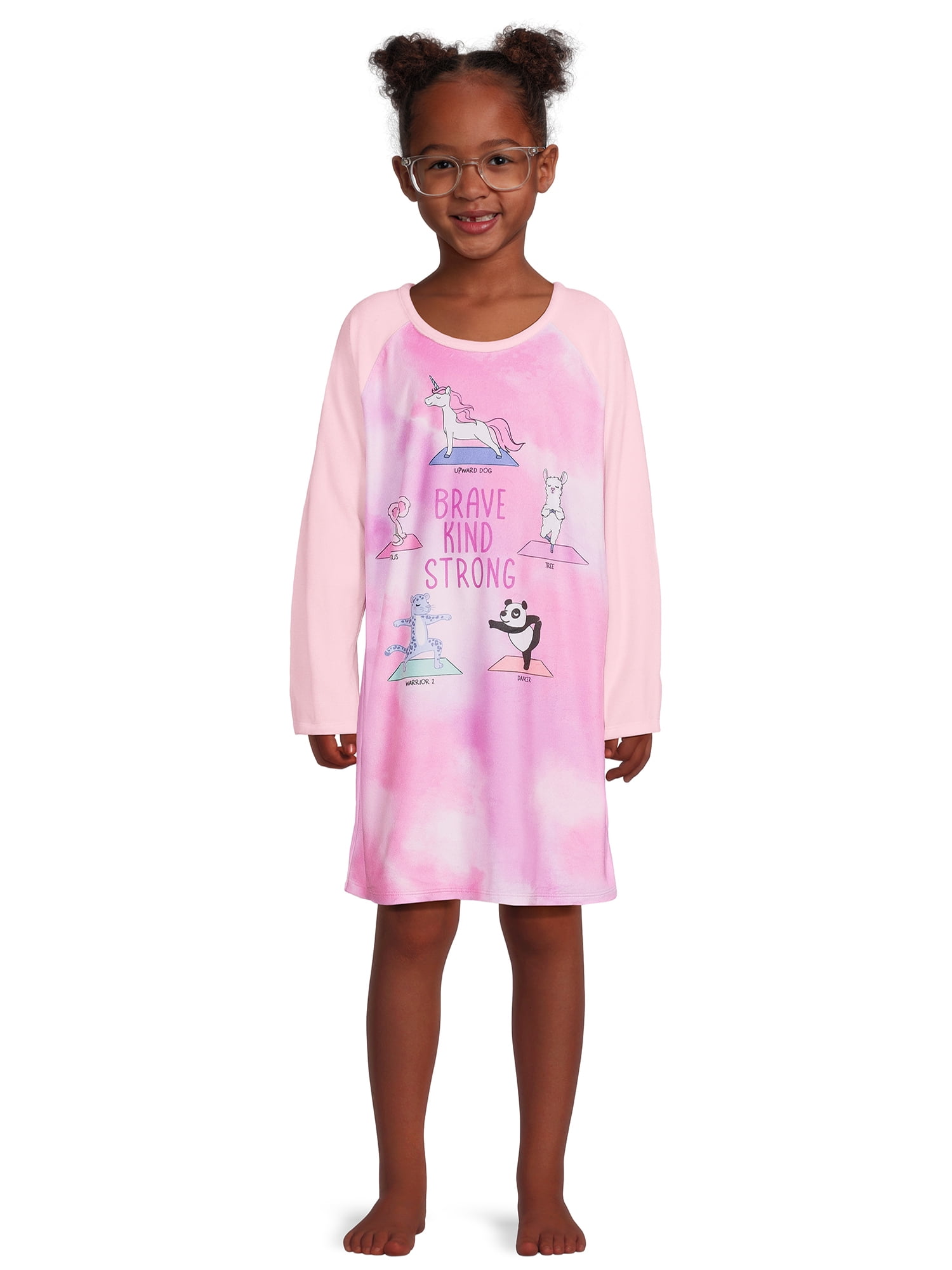 Wonder Nation Girls Long Sleeve Fleece Sleep Gown, Sizes 4-18 & Plus