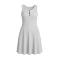 thumbnail image 5 of Oksale Ribbed Knit Dresses for Women Summer Trendy Henley Neck Flowy A Line Dress Cozy Sleeveless Mini Dresses White L, 5 of 7