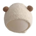 thumbnail image 4 of SuTry Kids Winter Knit Hat with Ear Protection Fleece-Lined Thermal Solid Color Fall Winter Cozy Infant Beanie Hat(Beige,3-8 Months), 4 of 4