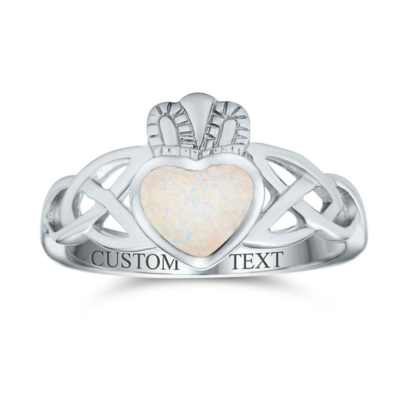 Bling Jewelry Womens BFF Celtic Friendship Couples Promise Created Opal Claddagh Ring Sterling Silver