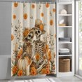 thumbnail image 6 of Shower Curtains for Bathroom-48"x72",Fall Orange Floral Skull Skeleton Waterproof Bath Curtain Grommet Shower Curtain Set with Hooks,, 6 of 9