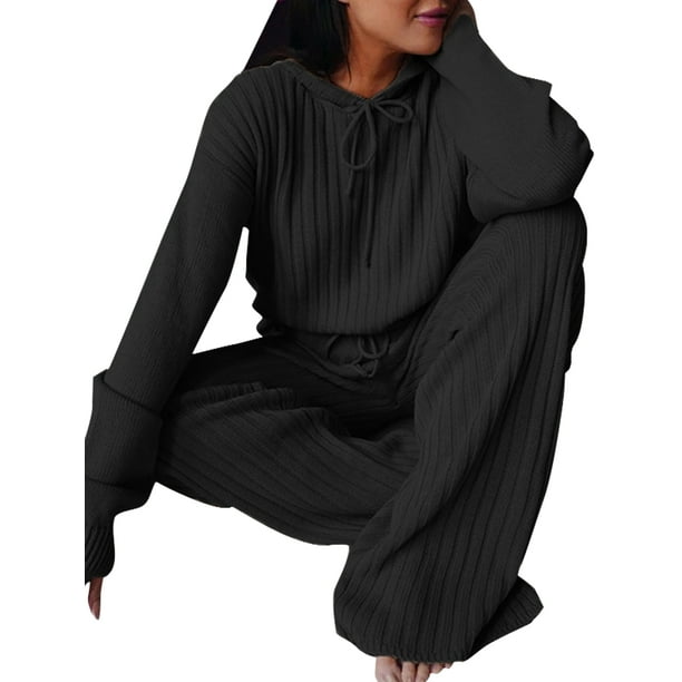 Frontwalk Womens 2 Piece Workout Jogging Suit Sets Loose Fit Ribbed