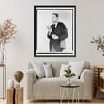 thumbnail image 4 of Historic Framed Print, [Don Hollenbeck, half-length portrait, facing left, modelling new walkie-talkie set], 17-7/8" x 21-7/8", 4 of 9