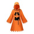 thumbnail image 4 of REDARER Kids Halloween Ghost Hooded Dress with Ghost Print Chain Decor Jagged Hem Long Bell Sleeve for Trick or Treat Cosplay Party School DressâUp Outfit,3-4 Years, 4 of 5