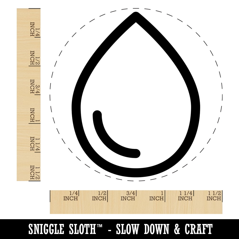 Water Drop Icon Outline Self-Inking Rubber Stamp Ink Stamper - Black Ink - Large 1-1/2 Inch