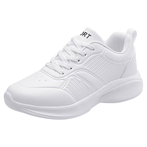 HBFAGFB Womens Sneakers Simple Comfortable Flat Bottom Lightweight Lace up Leather Shoes White Size 40