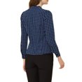 thumbnail image 3 of Allegra K Woman's Bow Tie Neck Plaid  Work Puff Long Sleeve Blouse, 3 of 6