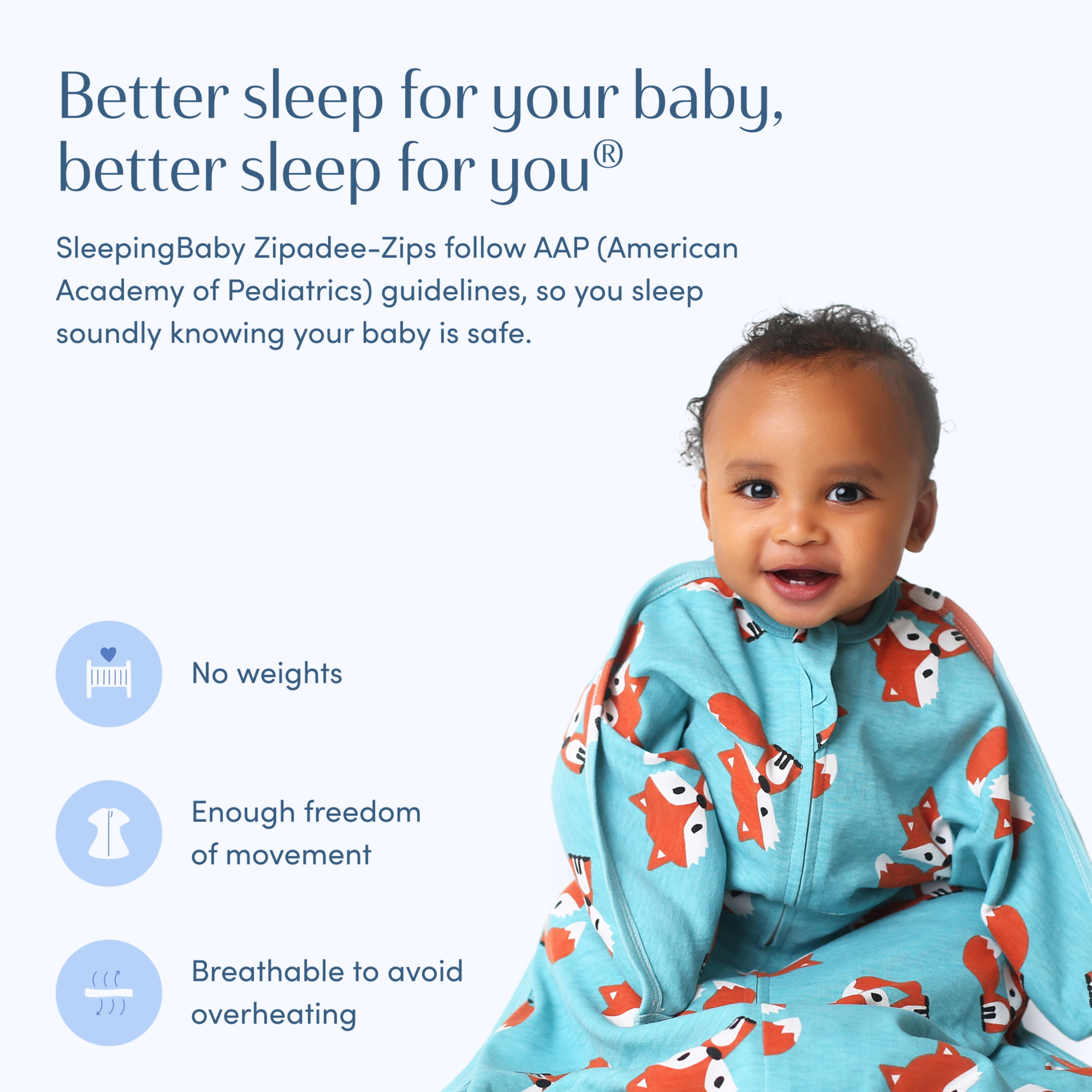 SleepingBaby Zipadee-Zip Transition Swaddle for Self-Soothing & Better Sleep, Friendly Fox, X Small (3-6 Months)