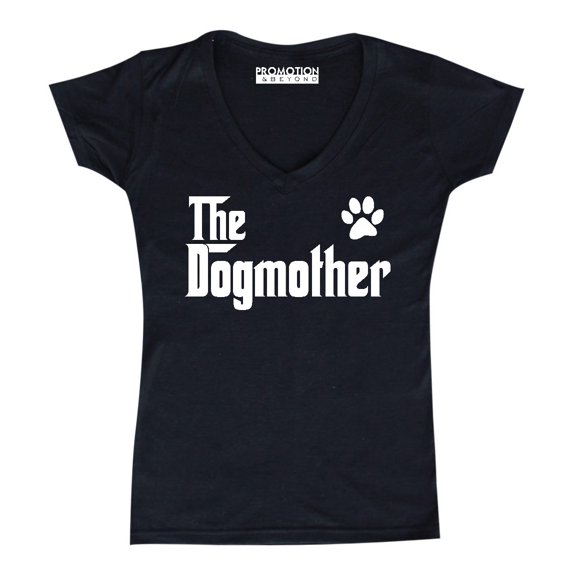 The Dogmother Dog Lovers Mother's Day Women's V-neck, L, Black