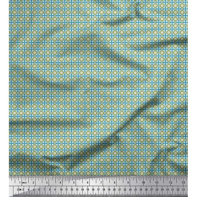 Soimoi Rayon Crepe Fabric Geometric Small Decor Fabric Printed Yard 46 Inch Wide